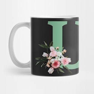 Letter U green with colorful flowers Mug